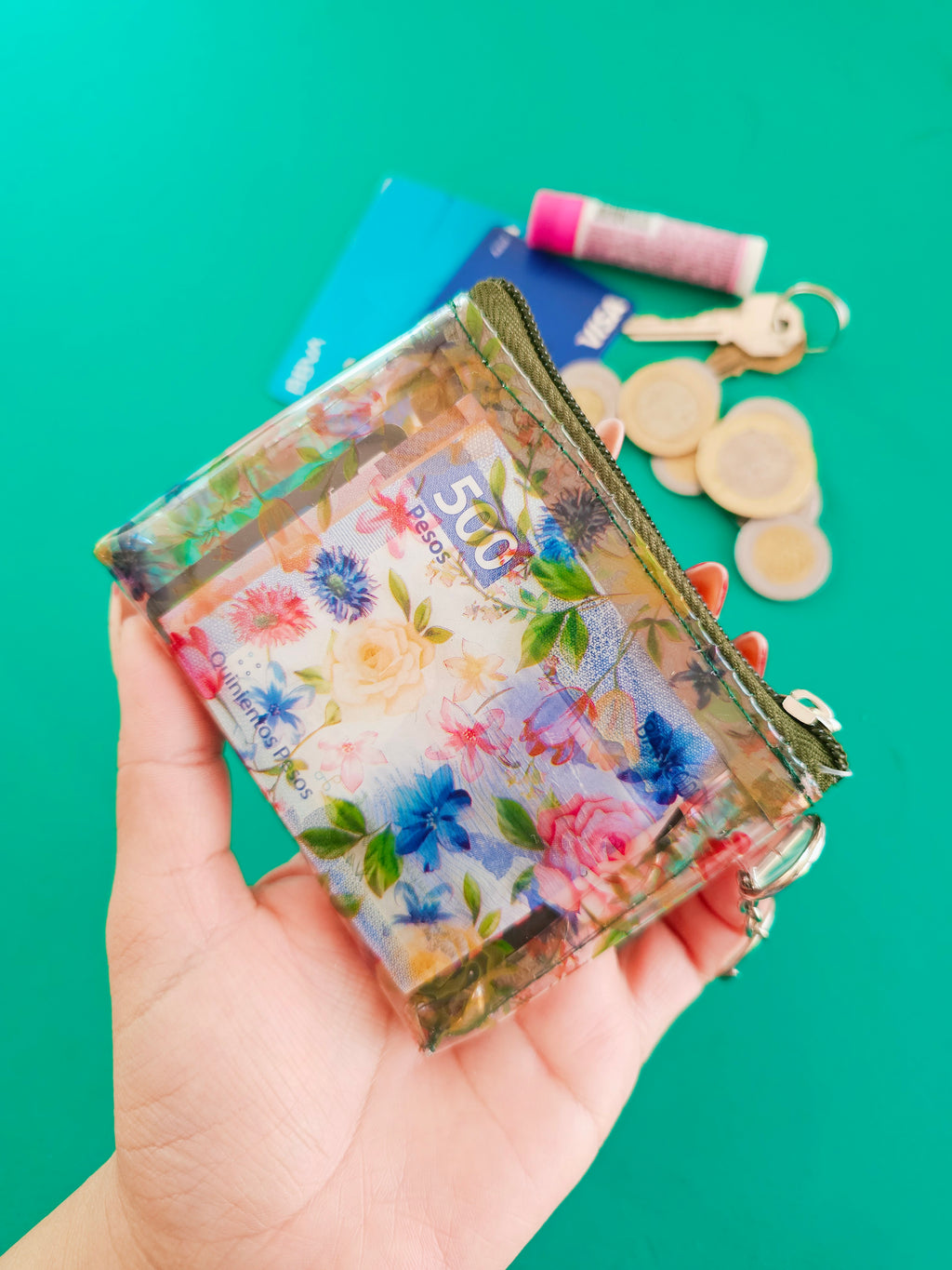 Monedero Neo Floral Verde