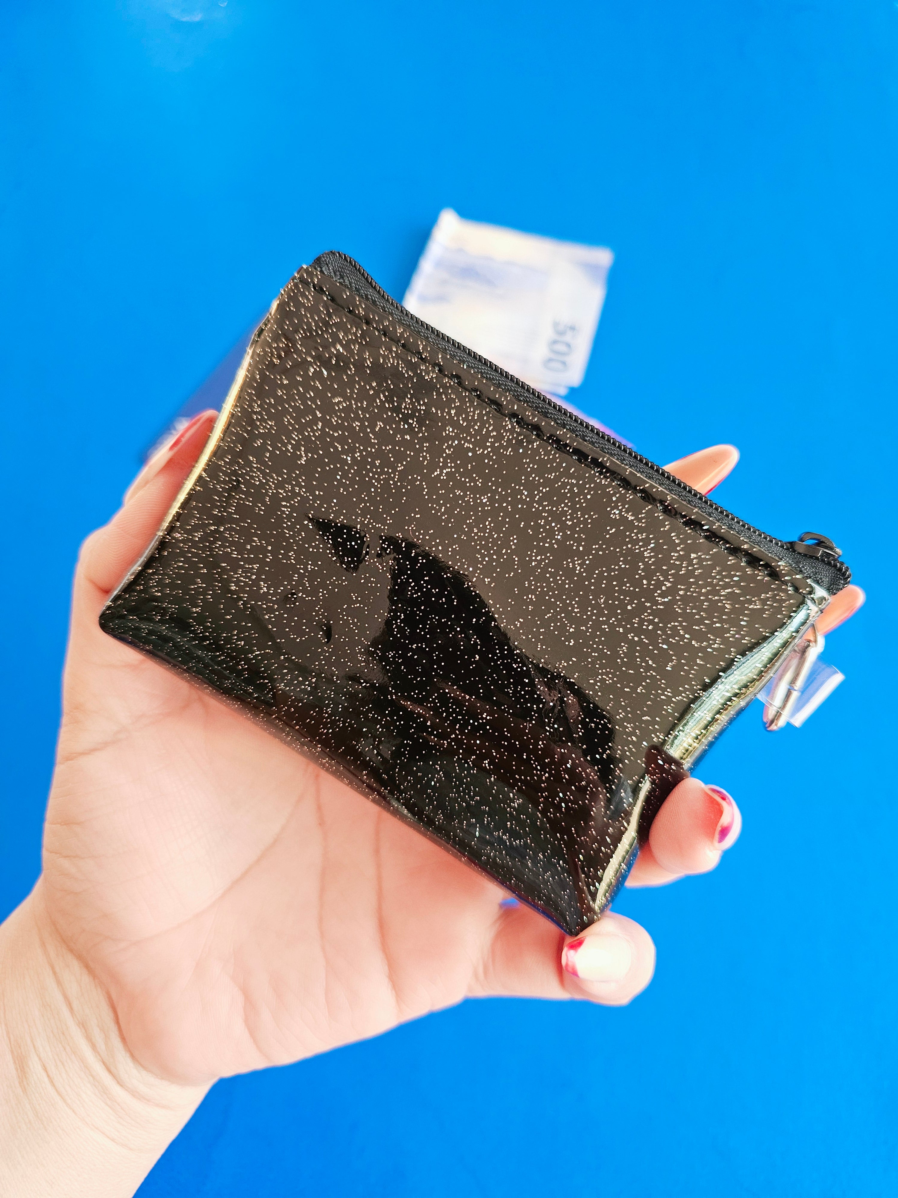 Monedero Neo Negro Glitter