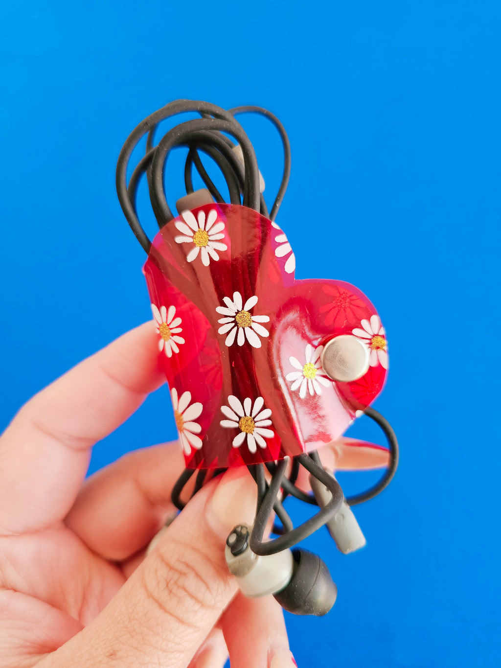 Clip de Cable CH Rojo Margaritas