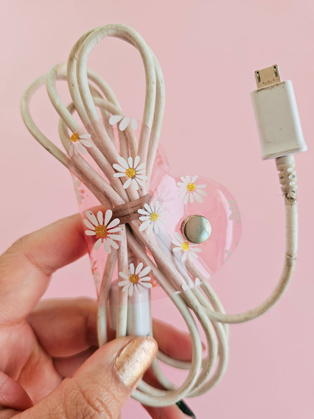 Clip de Cable GD Rosa Margaritas