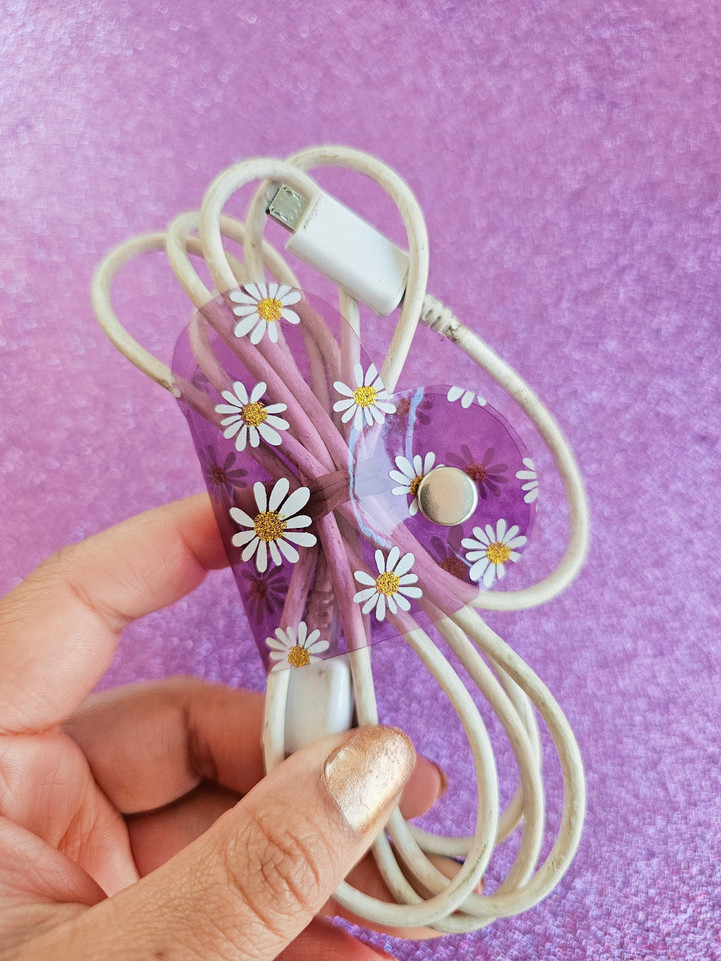 Clip de Cable GD Lila Margaritas