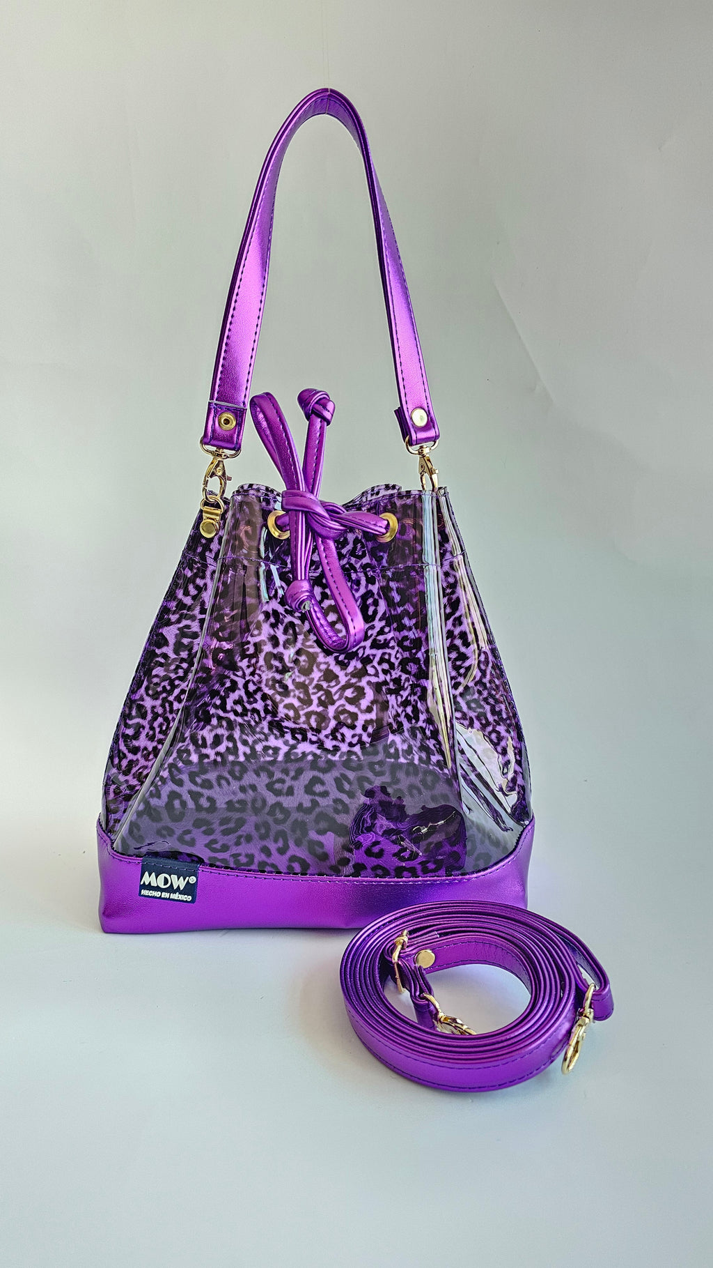 Bolso Bejeweled Morado Leopardo