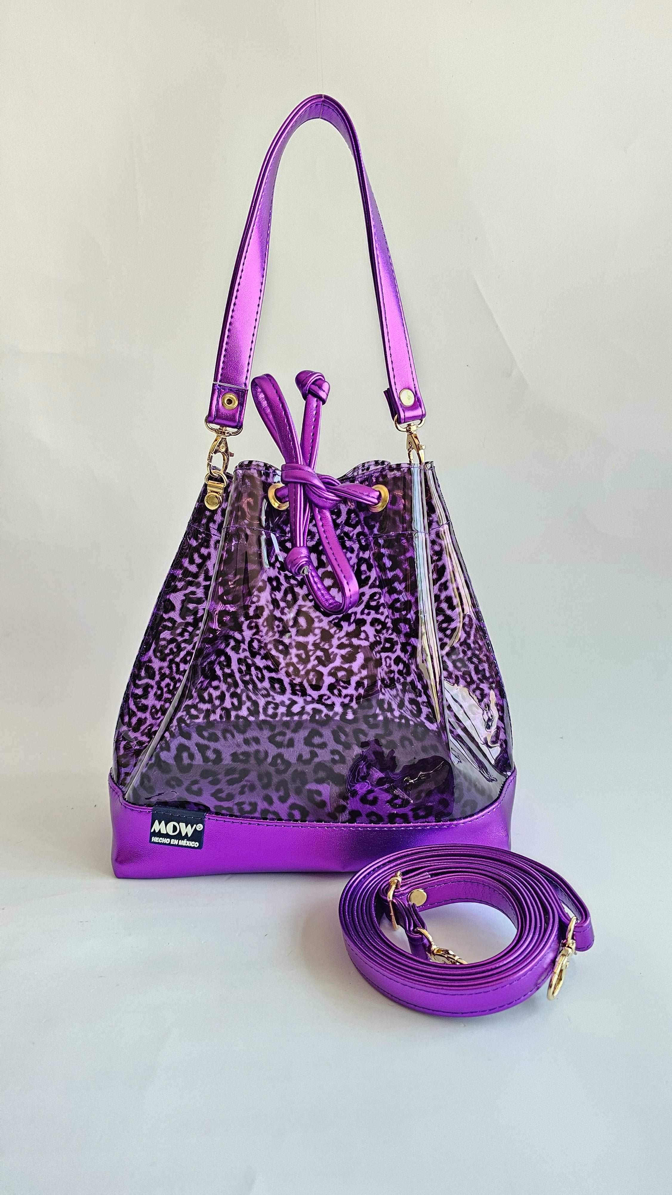 Bolso Bejeweled Morado Leopardo