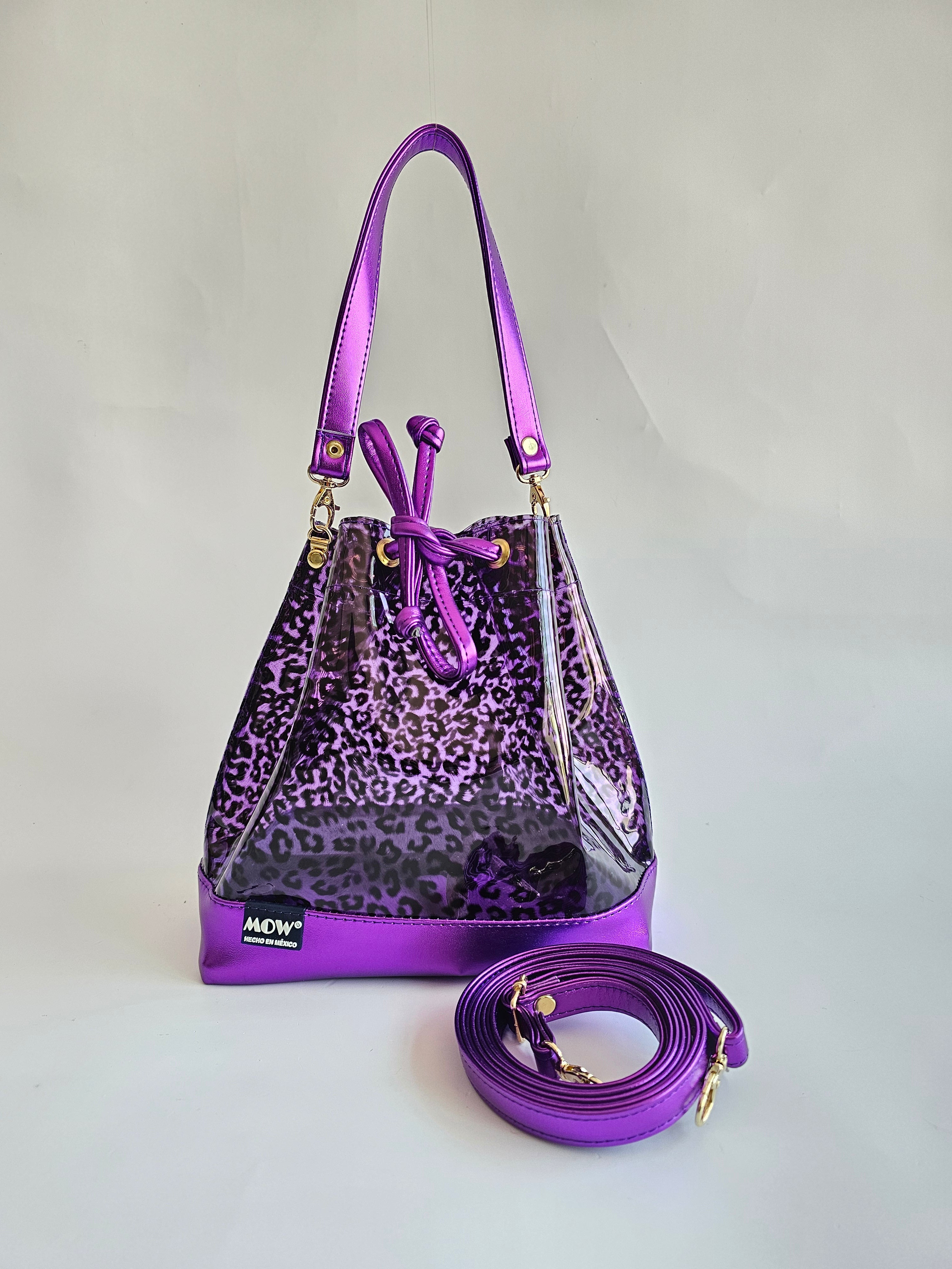 Bolso Bejeweled Morado Leopardo