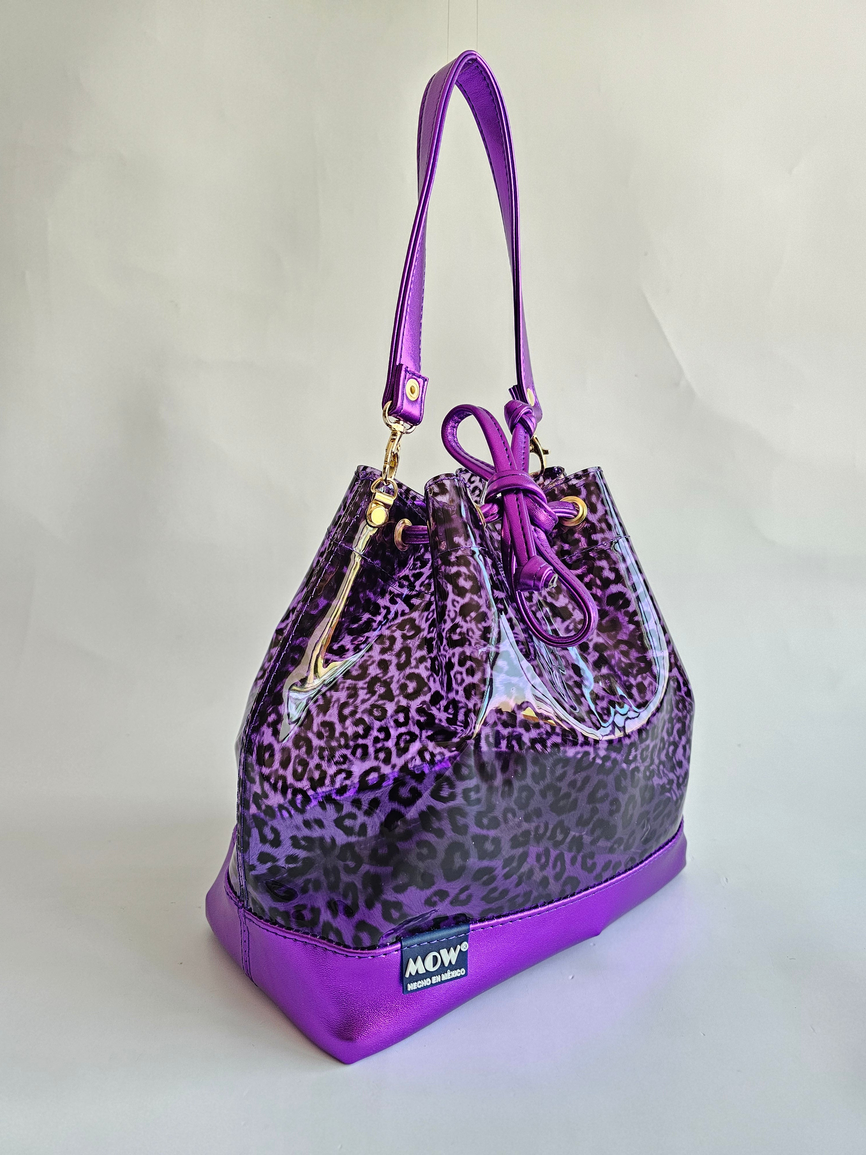 Bolso Bejeweled Morado Leopardo