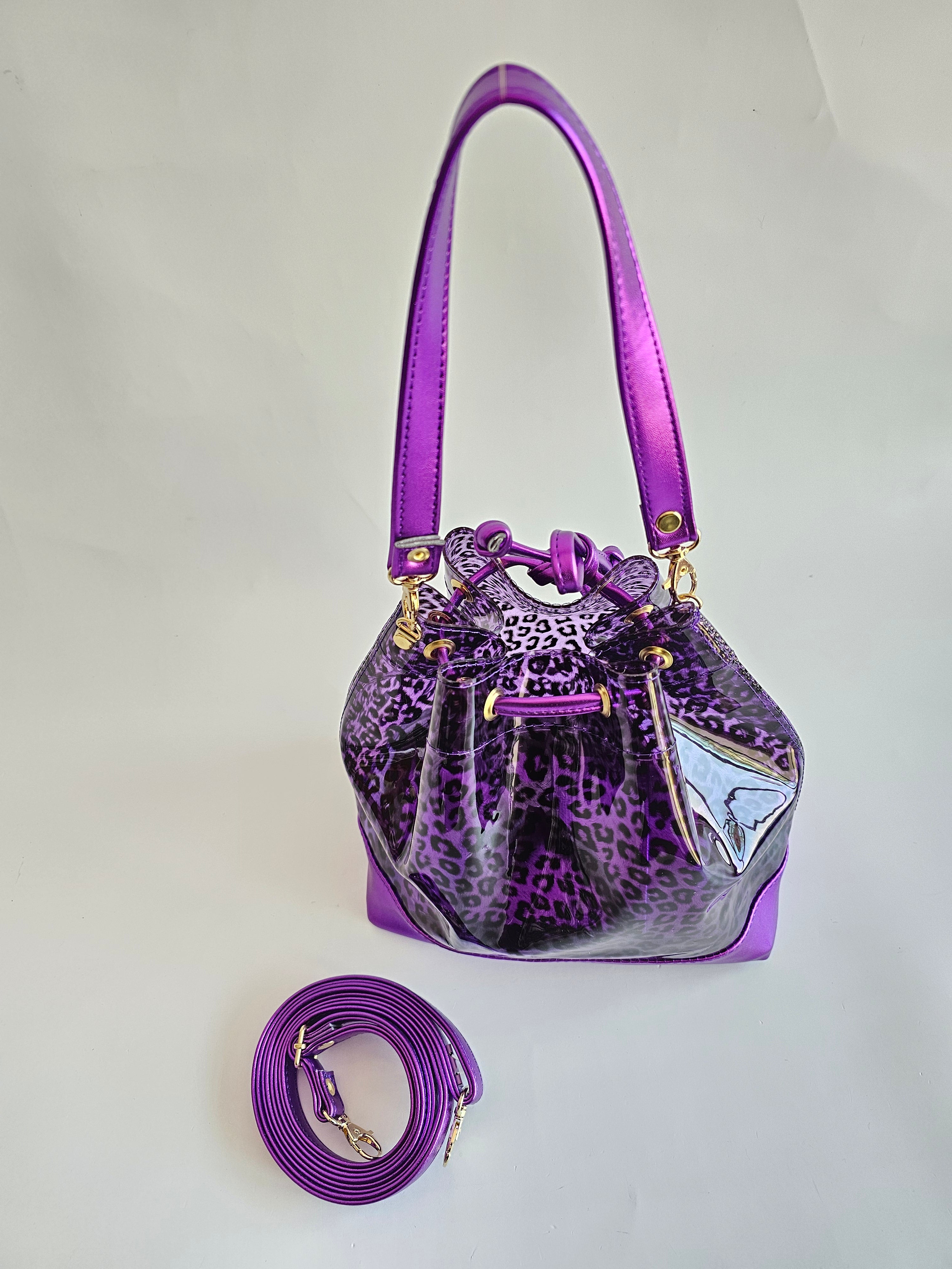 Bolso Bejeweled Morado Leopardo