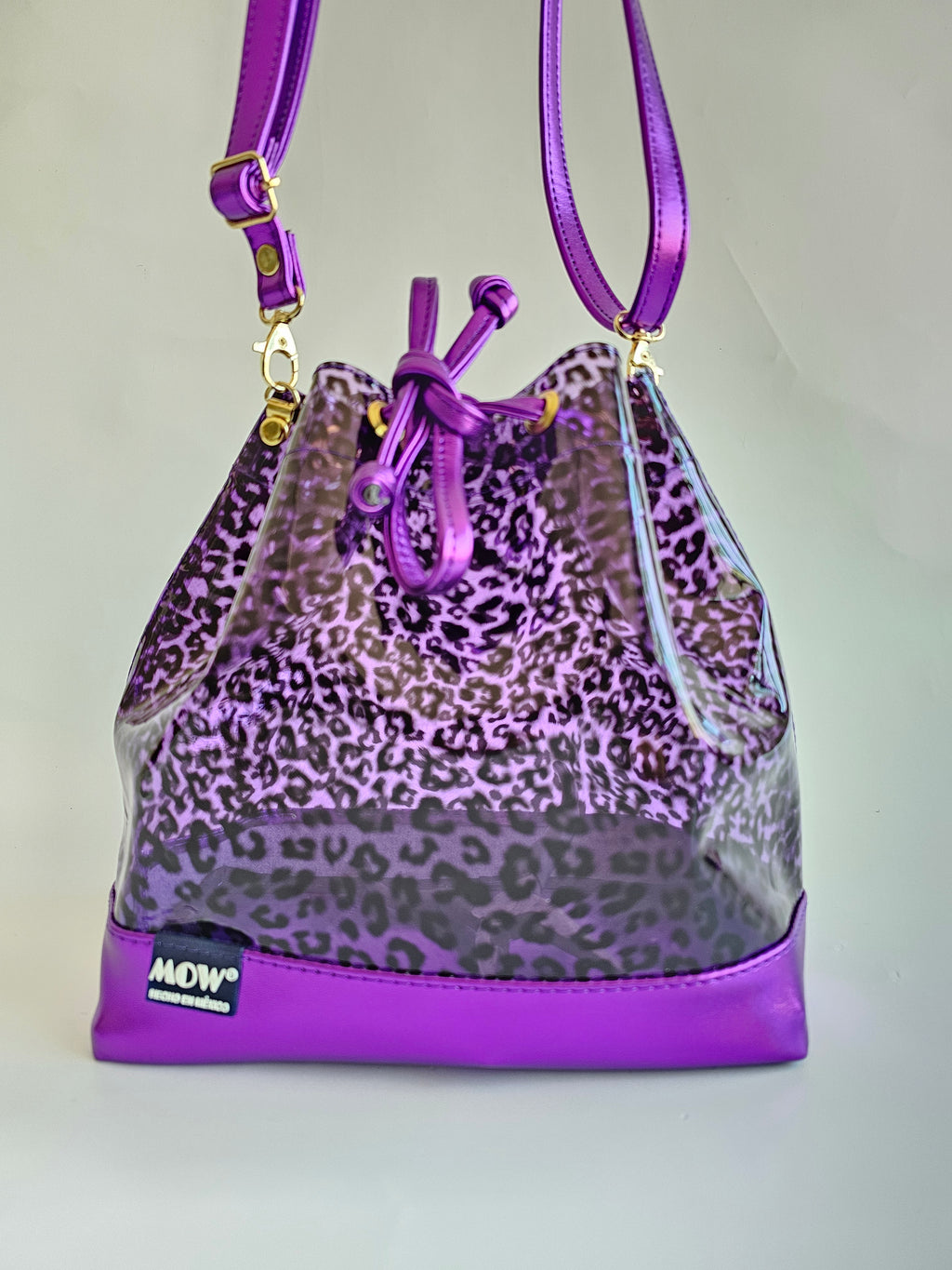 Bolso Bejeweled Morado Leopardo