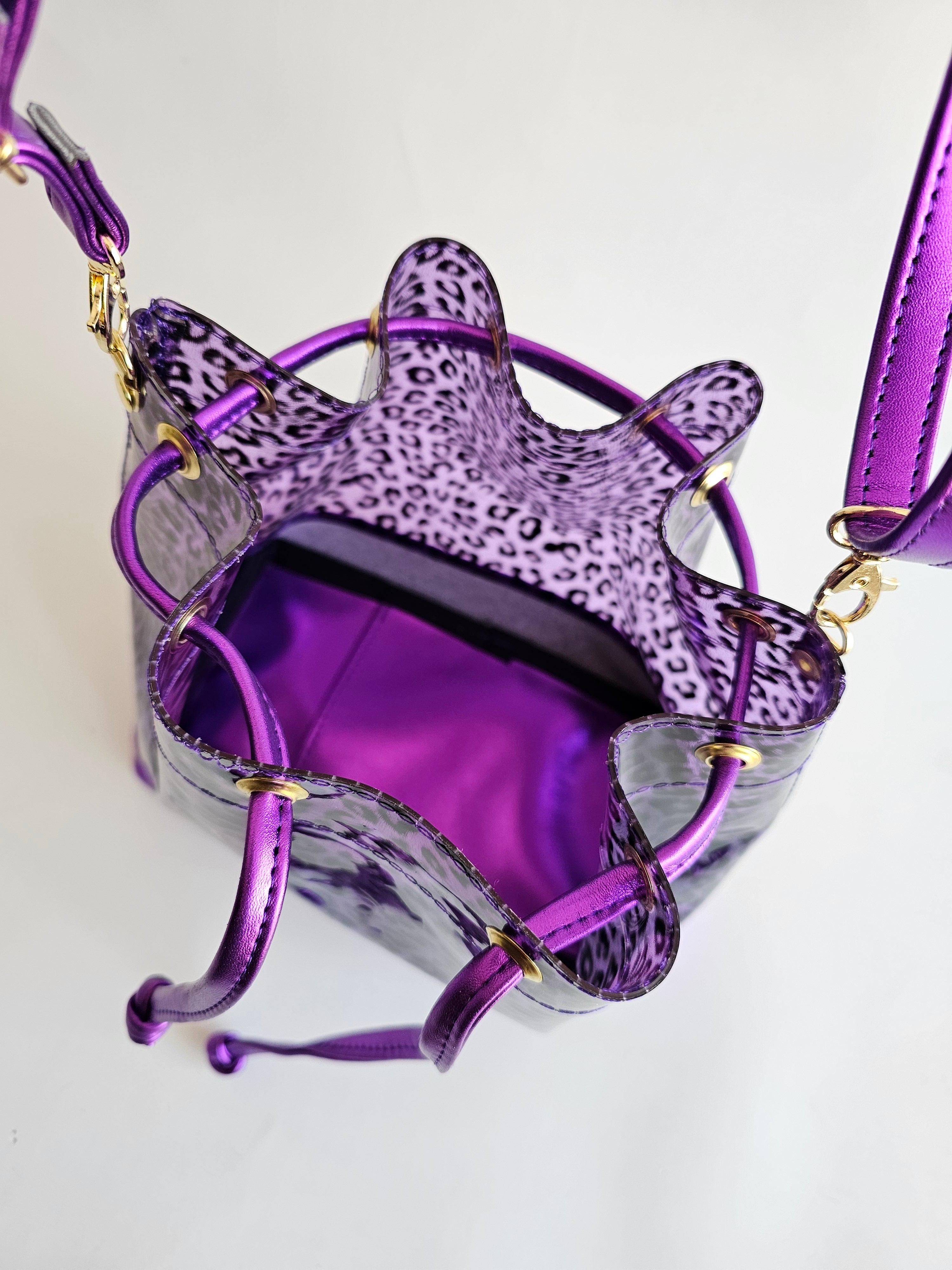 Bolso Bejeweled Morado Leopardo
