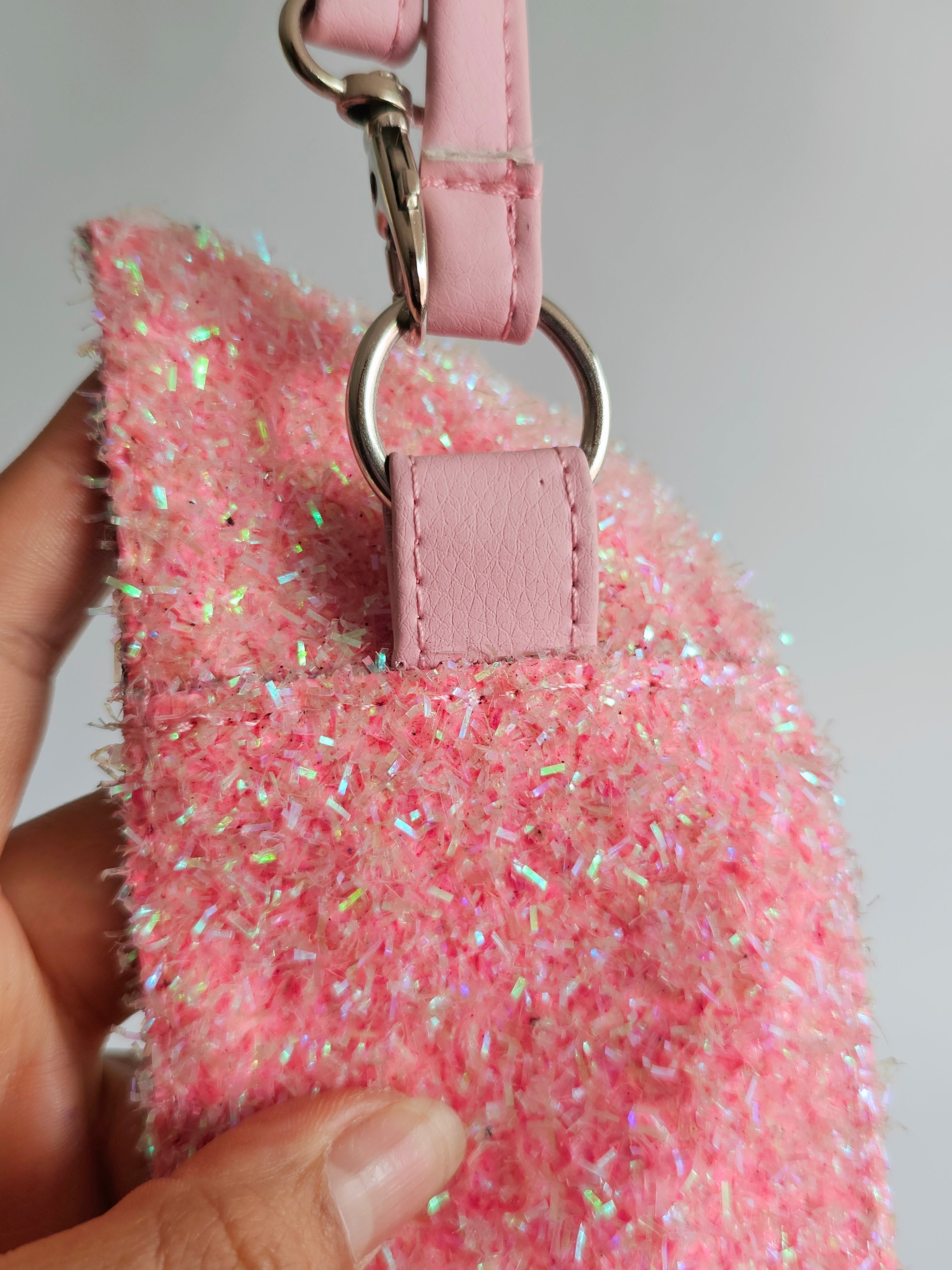 Clip e Ropa Rosa Glitter Escarchado